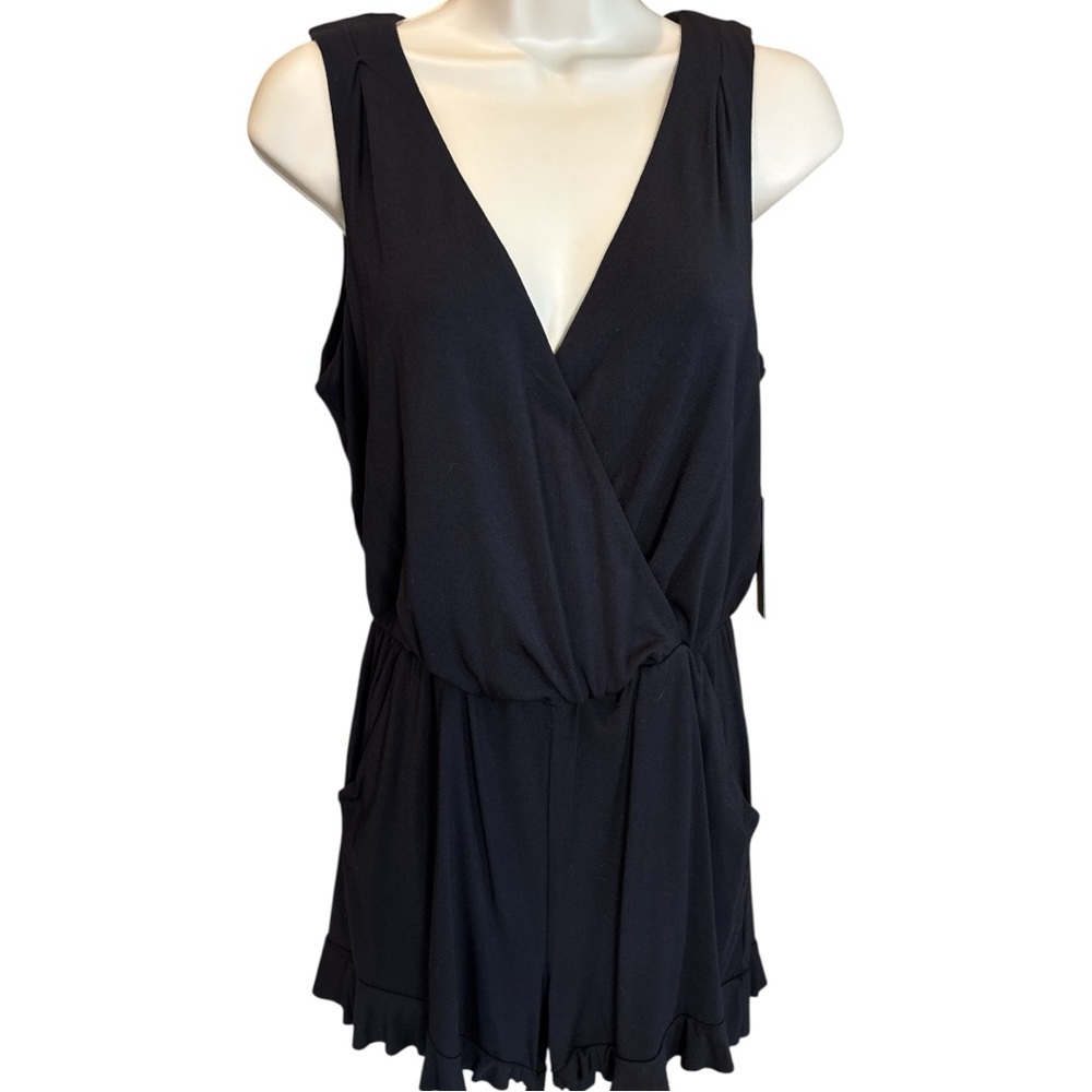 Tart Collections Black Sleeveless Wrap Romper- size S